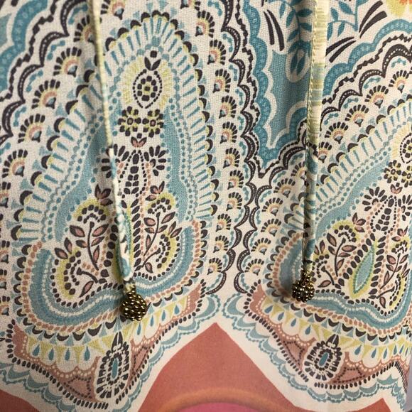 Soft Surroundings yellow orange blue beaded sheer tunic top size Extra Large XL - Picture 7 of 16